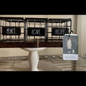 RAE DUNN “PEACE, LOVE, HOPE” black wire desk tray.